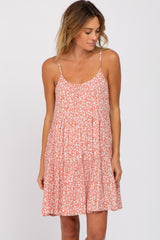 Salmon Floral Tiered Mini Dress