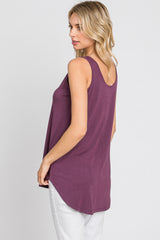 Purple Sleeveless Curved Hem Top