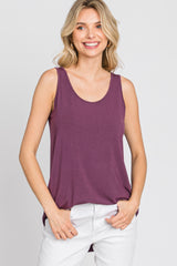 Purple Sleeveless Curved Hem Top