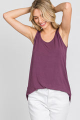 Purple Sleeveless Curved Hem Top