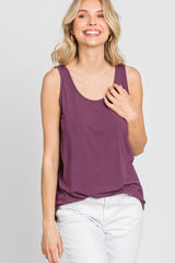 Purple Sleeveless Curved Hem Top