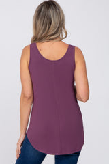 Purple Sleeveless Curved Hem Maternity Top