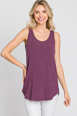 Purple Sleeveless Curved Hem Maternity Top