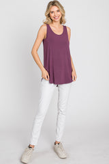 Purple Sleeveless Curved Hem Top