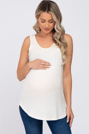 Cream Sleeveless Curved Hem Maternity Top