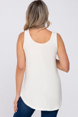 Cream Sleeveless Curved Hem Maternity Top