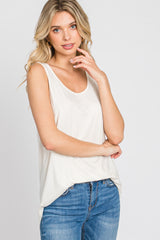 Cream Sleeveless Curved Hem Maternity Top