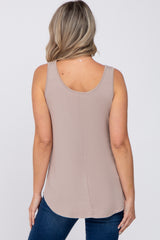 Taupe Sleeveless Curved Hem Maternity Top