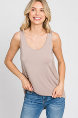 Taupe Sleeveless Curved Hem Maternity Top