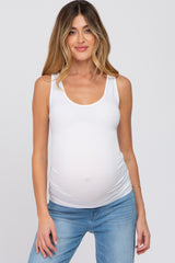 White Seamless Maternity Fitted Tank Top