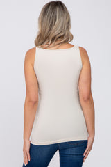 Beige Seamless Maternity Fitted Tank Top