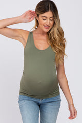 Light Olive Seamless Maternity Fitted Tank Top