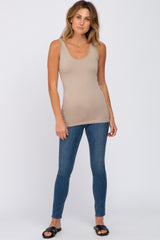 Taupe Seamless Fitted Tank Top