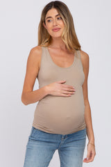 Taupe Seamless Maternity Fitted Tank Top