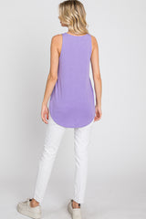 Violet Rounded Hem Sleeveless Top