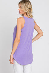 Violet Rounded Hem Sleeveless Top