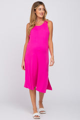 Fuchsia Sleeveless Maternity Midi Dress