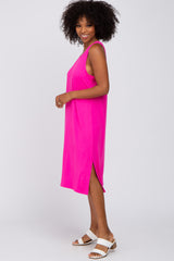 Fuchsia Sleeveless Midi Dress