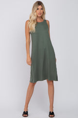 Olive Sleeveless Midi Dress