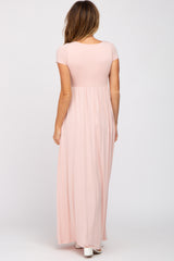 Light Pink Basic Maxi Dress