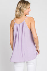 Lavender Textured Front Tie Tank Top