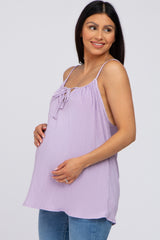 Lavender Textured Front Tie Maternity Tank Top