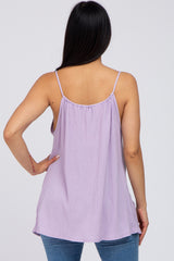 Lavender Textured Front Tie Maternity Tank Top