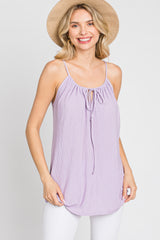 Lavender Textured Front Tie Maternity Tank Top