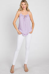 Lavender Textured Front Tie Tank Top