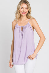 Lavender Textured Front Tie Tank Top