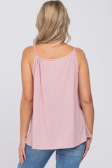 Pink Textured Front Tie Maternity Tank Top