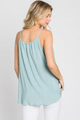 Mint Green Textured Front Tie Tank Top