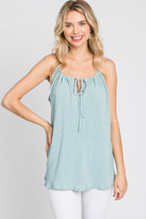 Mint Green Textured Front Tie Tank Top