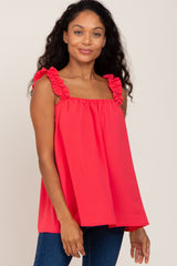 Coral Square Neck Ruffle Strap Maternity Top