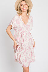 Pink Floral V-Neck Dress