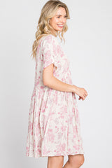 Pink Floral V-Neck Dress