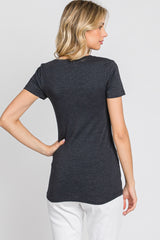 Charcoal V-Neck Short Sleeve Top