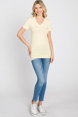 Yellow V-Neck Short Sleeve Top