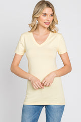 Yellow V-Neck Short Sleeve Top