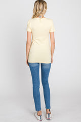 Yellow V-Neck Short Sleeve Top