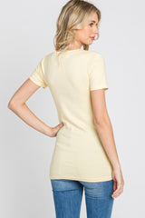 Yellow V-Neck Short Sleeve Top