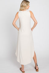 Beige Sleeveless Round Hem Maxi Dress