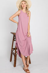 Mauve Sleeveless Round Hem Maxi Dress