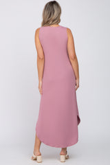 Mauve Sleeveless Round Hem Maternity Maxi Dress