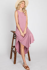 Mauve Sleeveless Round Hem Maternity Maxi Dress