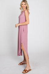 Mauve Sleeveless Round Hem Maxi Dress