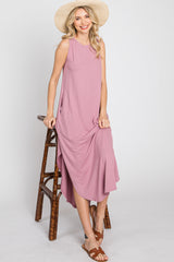 Mauve Sleeveless Round Hem Maxi Dress