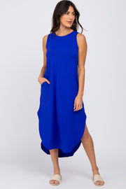 Royal Blue Sleeveless Round Hem Maxi Dress