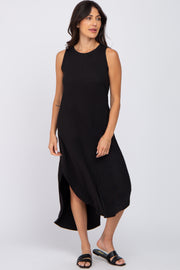 Black Sleeveless Round Hem Maxi Dress