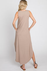 Taupe Sleeveless Round Hem Maxi Dress